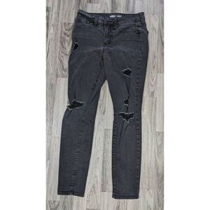 (3/$35) Old Navy Size 6 Pop Icon Skinny High Rise Distressed Black Grey Jeans